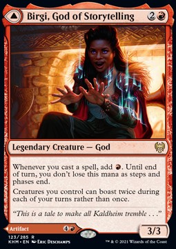Birgi, God of Storytelling // Harnfel, Horn of Bounty - Kaldheim (Rare) [KHM-123]