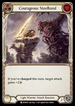 Courageous Steelhand (Yellow) (Rainbow Foil) - Monarch - First (Common) [MON-F-MON058]